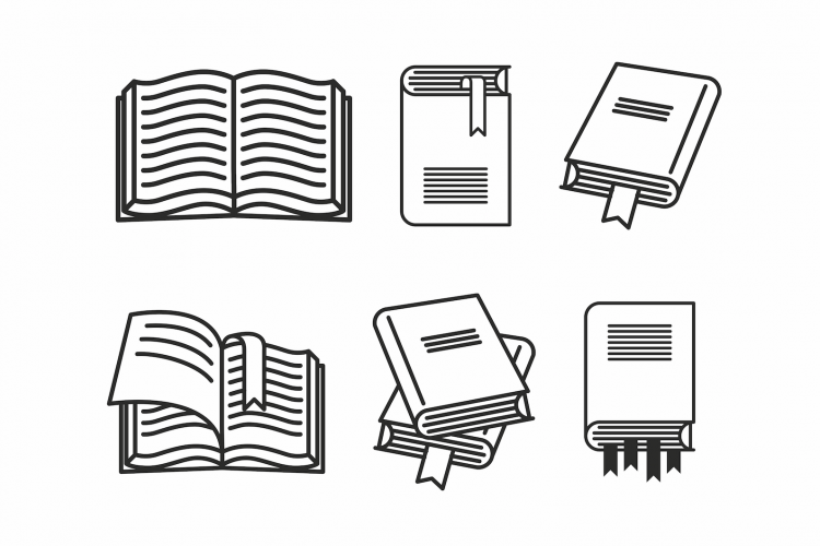 Book icon set on white background