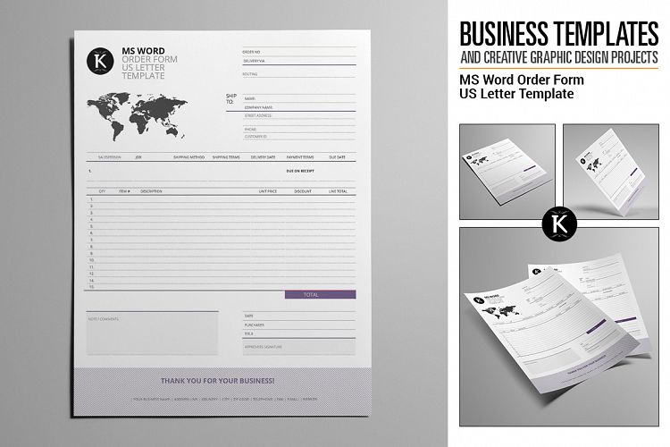 MS Word Order Form US Letter Template