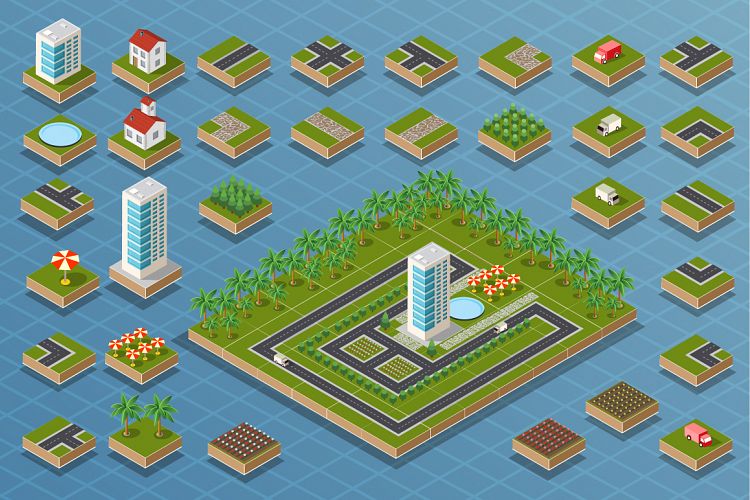 Isometric city set