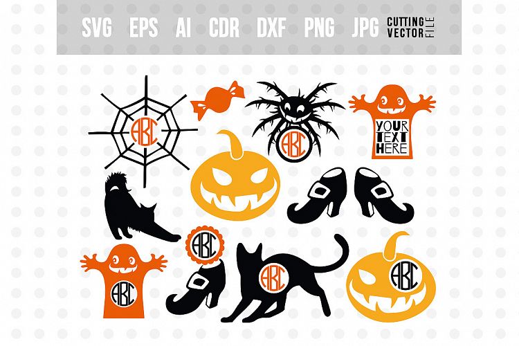 Halloween monogram SVG Bundle - svg, eps, ai, dxf, png, jpg