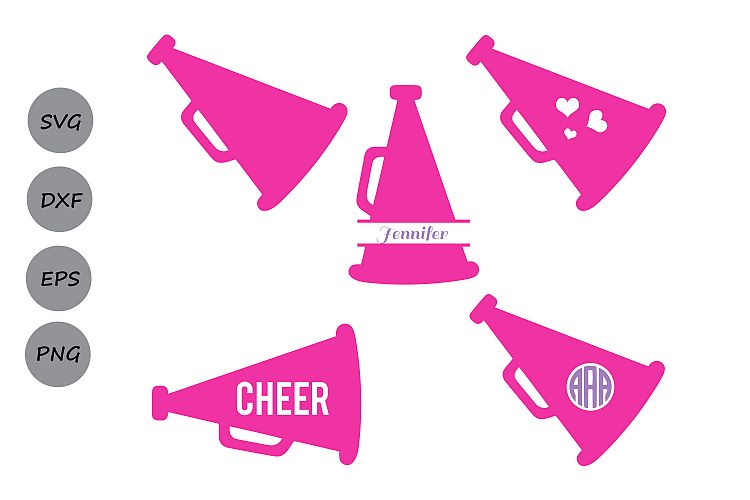 Cheer Megaphone SVG Cut Files, Cheer Monogram Svg, Megaphone Svg File, Cricut files, silhouette files, Cheerleader Svg, svg, dxf, eps, png.