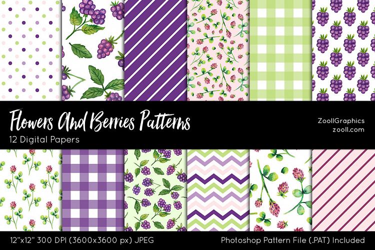 Flowers And Berries Digital Papers