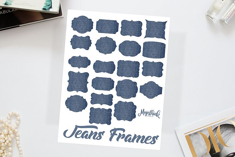  JEAN FRAMES - Digital Clip Art with blue Jean Texture