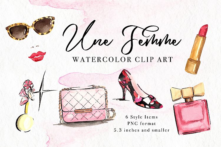 Une Femme Watercolor Clip Art