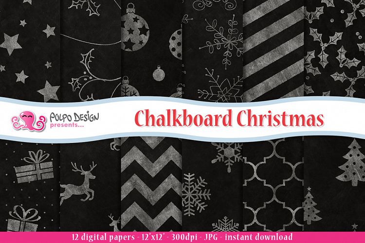 Chalkboard Christmas Digital Paper