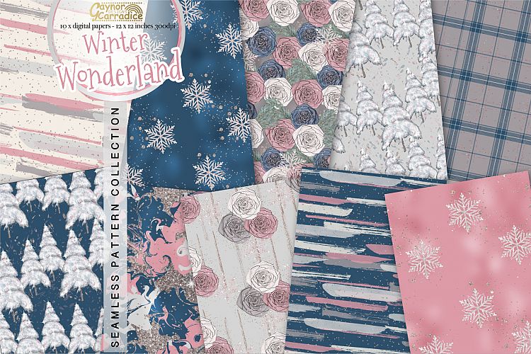 Watercolor Winter Seamless Pattern Collection
