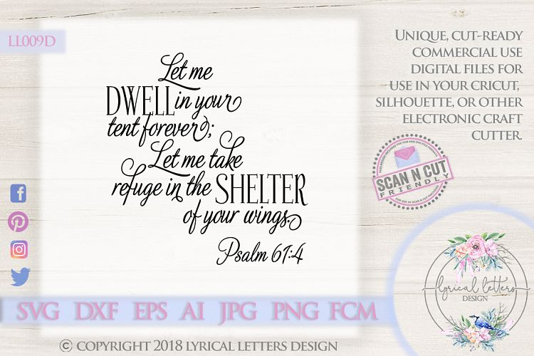 Shelter of Your Wings Psalm 61 SVG DXF LL009D