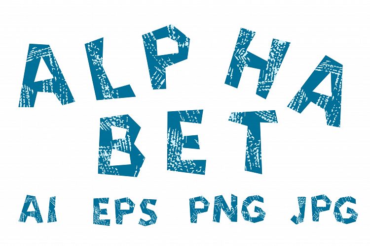 Vector alphabet, A to Z letters, grunge texture