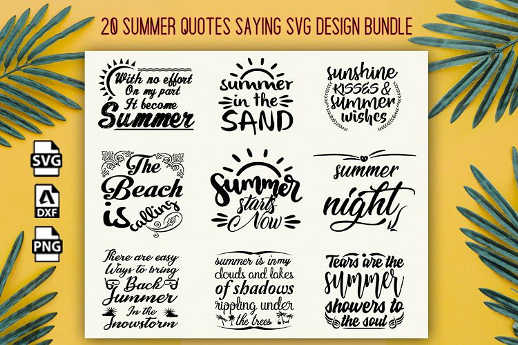20 Summer Quotes Saying SVG Design Bundle Vol 1