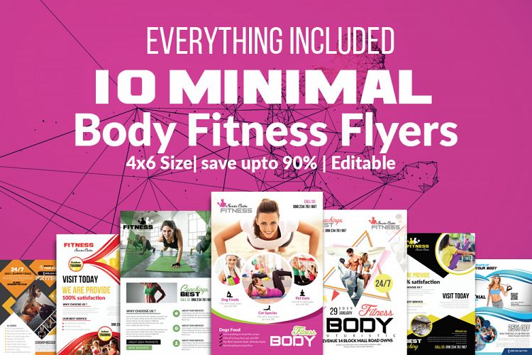 10 Body Fitness Gym Flyers Bundle