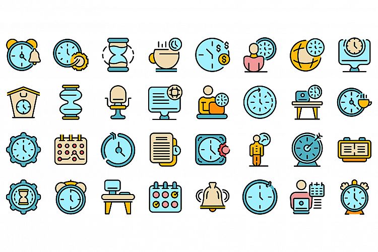 Flexible working hours icons set vector flat example image 1