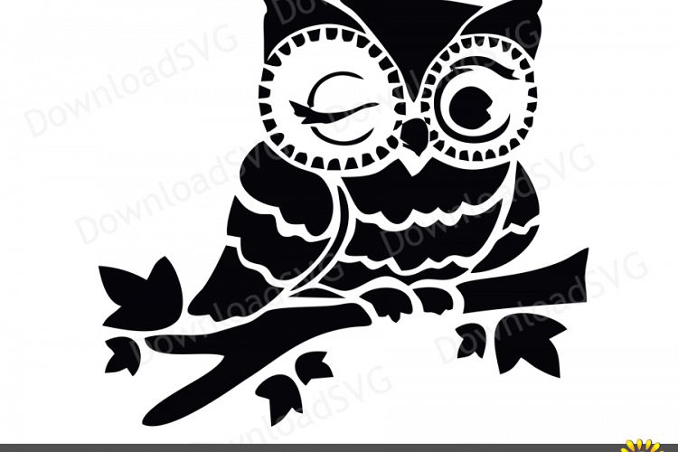 Download SVG and PNG cutting files,Owl on the Branch, Clipart ...