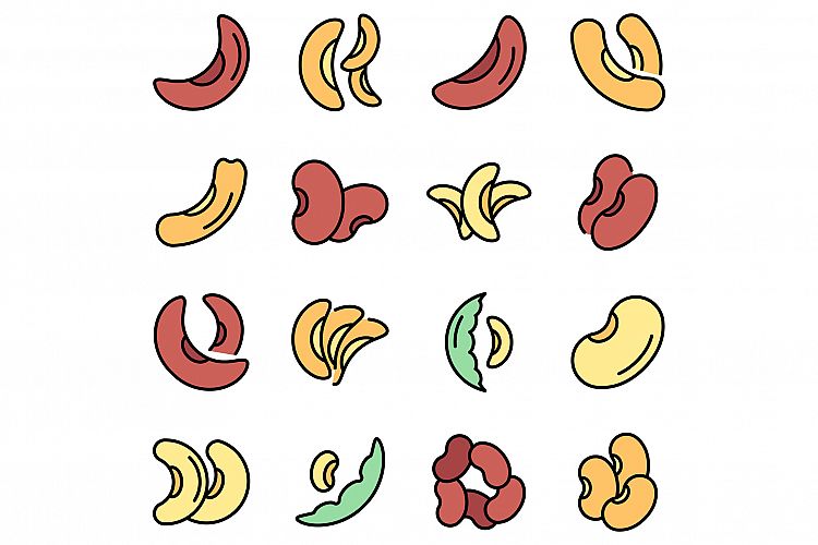 Kidney bean icons set vector flat example image 1