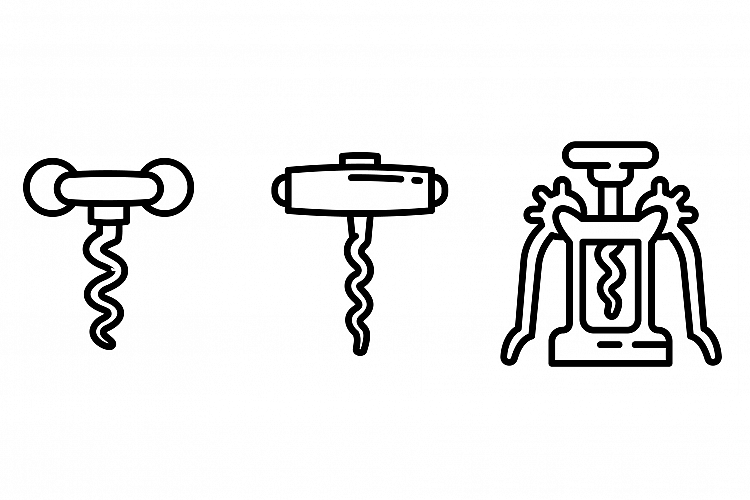 Corkscrew icons set, outline style example image 1