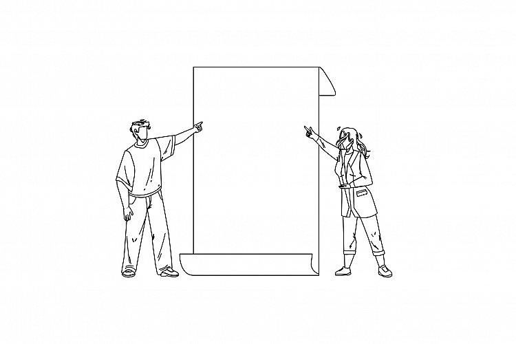 Look On Paper List Showing Boy And Girl Vector example image 1