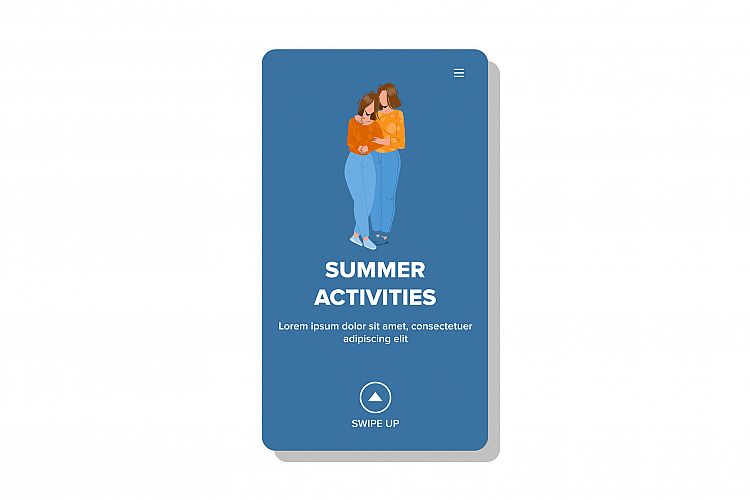 Summer Activities Mother And Daughter Couple Vector example image 1