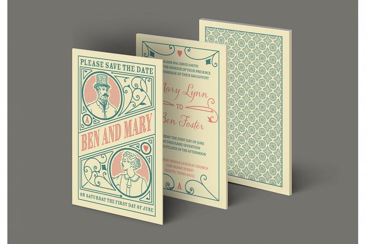 Wedding invitation with 3 artboards