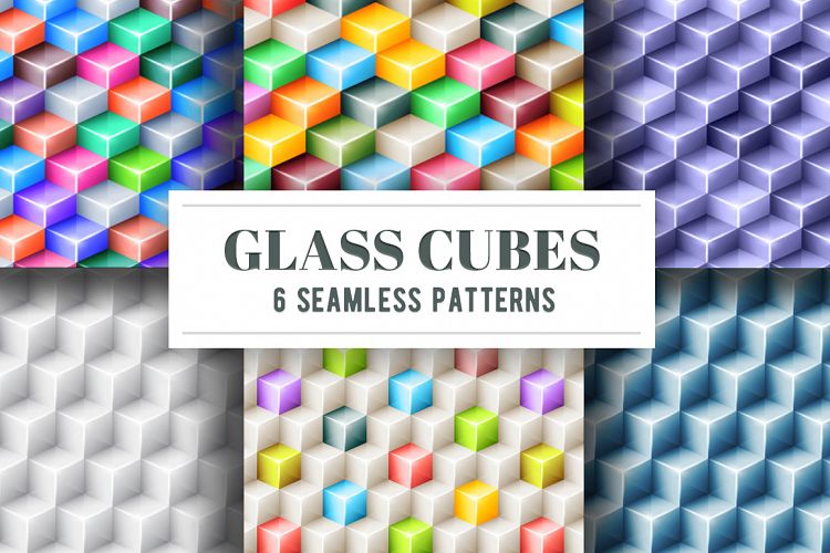 Geometric seamless patterns with 3d glossy cubes