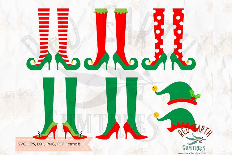 Elf shoes, elf hat, Christmas in SVG, DXF, PNG, EPS format