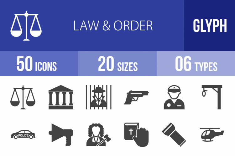 50 Law & Order Glyph Icons