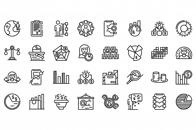 Market segmentation icons set, outline style example image 1