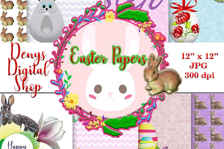 Easter Digital Papers, Easter Scrapbook Paper, Easter eggs