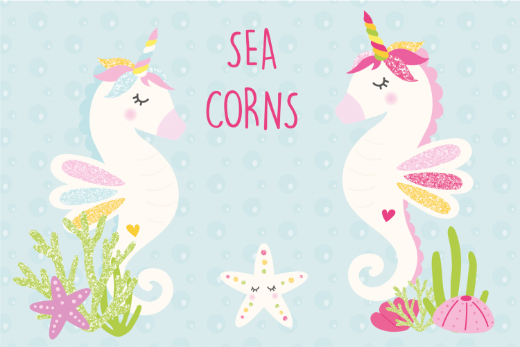 Seacorns, clipart and paper set