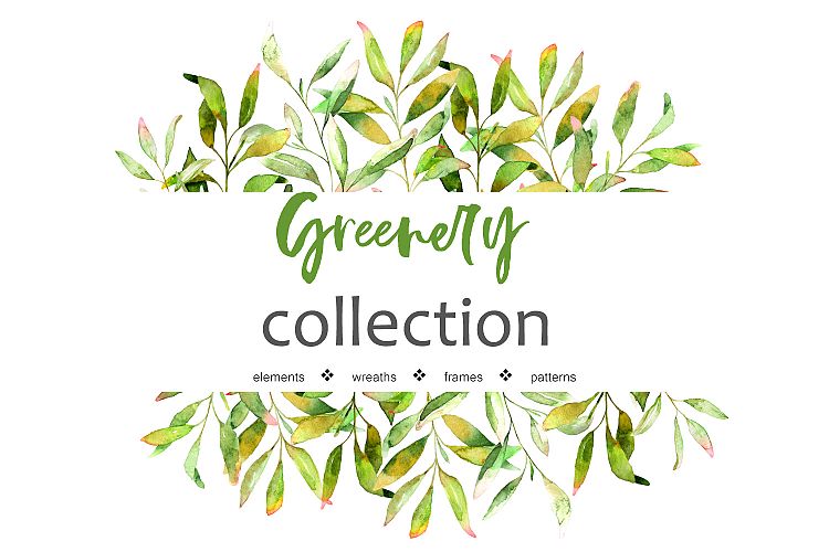 Greenery Collection. Watercolor set