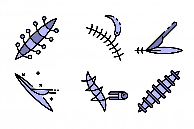 Suture icons set vector flat example image 1