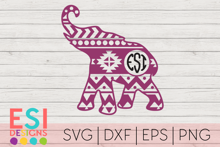 Aztec Pattern Elephant Monogram SVG| Kids SVG | SVG DXF EPS