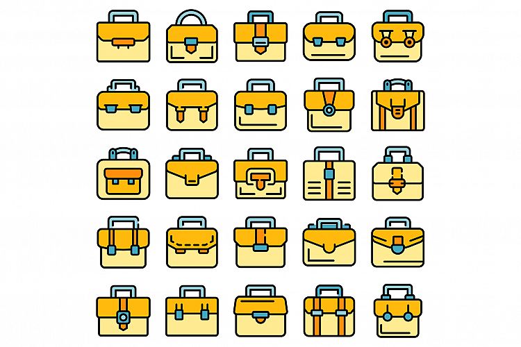 Briefcase icons set vector flat example image 1