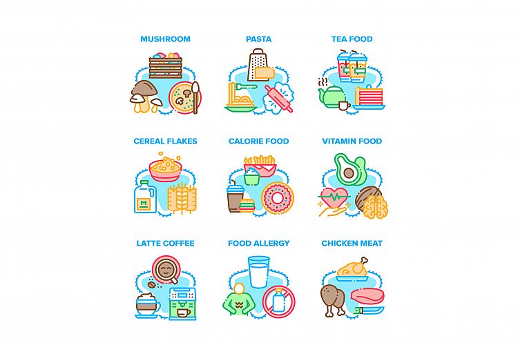 Food Collection Set Icons Vector Illustrations example image 1