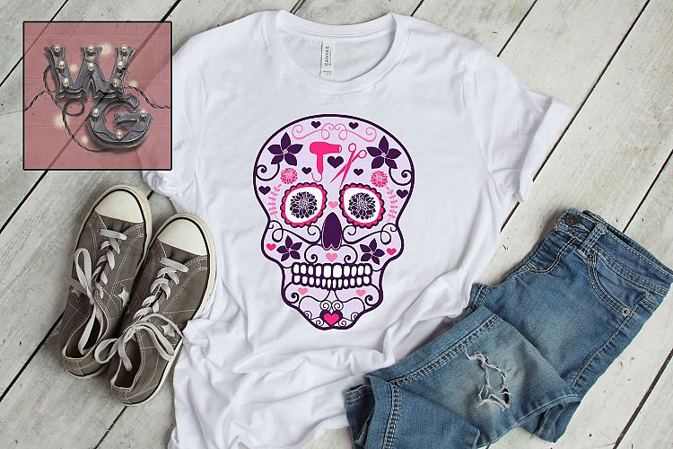 Sugar Skull Hairdresser SVG DXF PNG EPS JPG Commercial