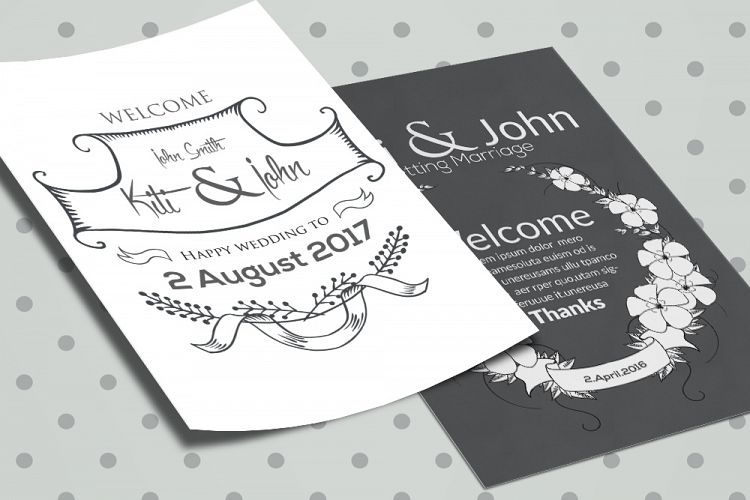 Double Sided Wedding Invitation Card