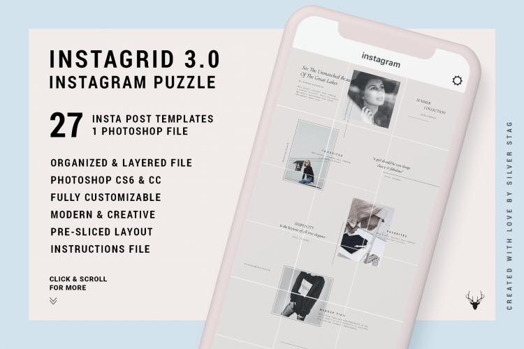 InstaGrid 3.0 - Feminine, Fashion Instagram Puzzle Template
