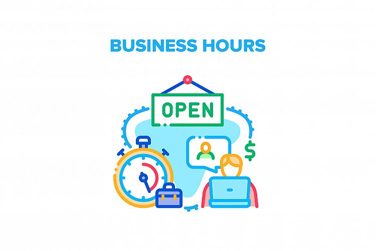 Business Hours Vector Concept Color Illustration example image 1