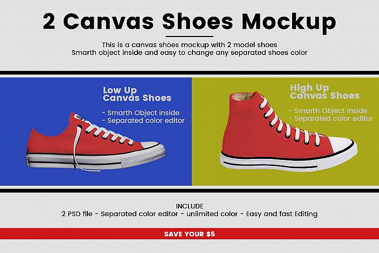 2 Canvas Shoes Mockup