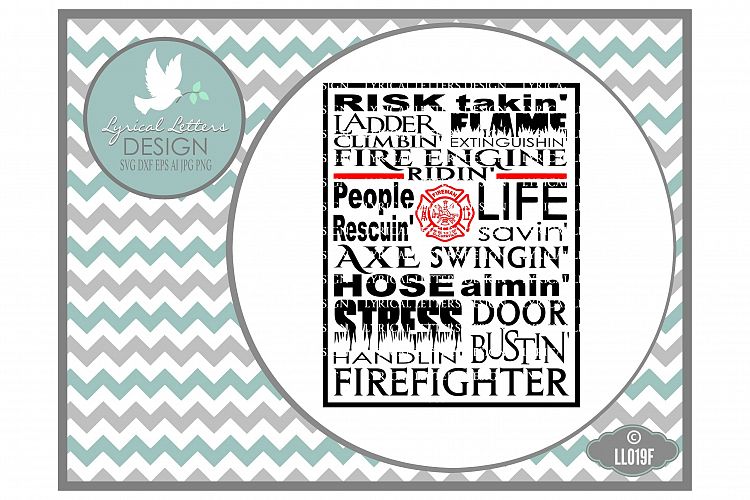 Fireman Firefighter Subway Art Fire Cutting File LL019F  SVG DXF EPS AI JPG PNG