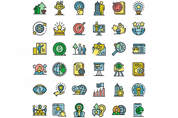 Brand manager icons set vector flat example image 1