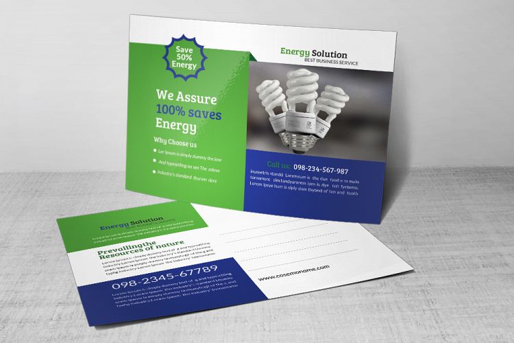 Energy Saving Postcard Template