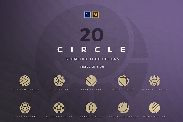 20 Circle geometric logos - filled