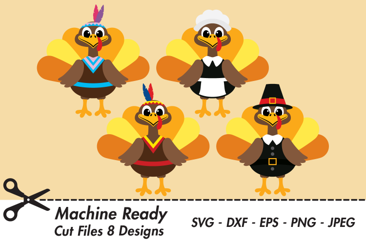 Cute Thanksgiving Turkey Bundle SVG Cut Files (369956) | SVGs | Design