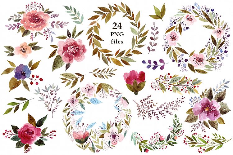 Watercolor flowers & wreaths