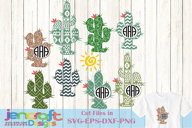 Cactus SVG Desert Summer Monogram Frame SVG, Eps, Dxf, Png