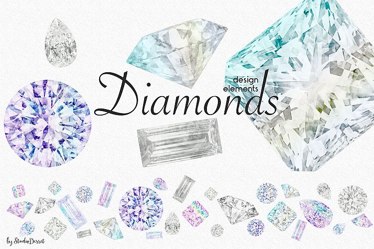 Diamonds Watercolor Illustrations & Patterns