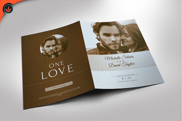 Retro Wedding Program Photoshop Template