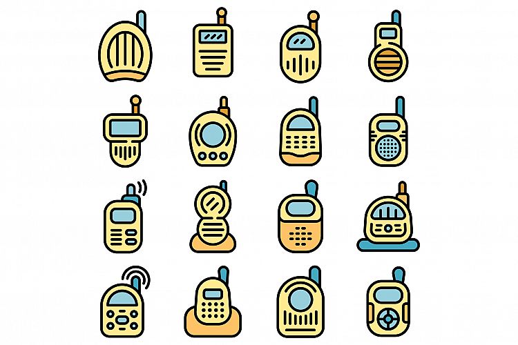 Baby monitor icons set vector flat example image 1