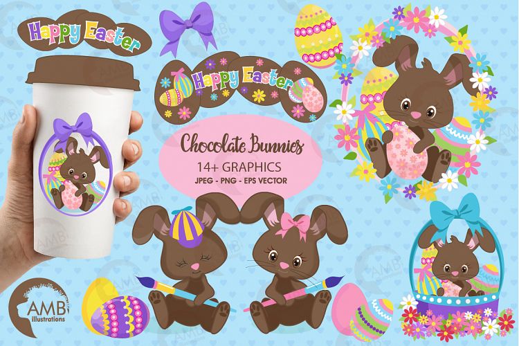 Easter Bunnies clipart, graphics, illustrations AMB-1176