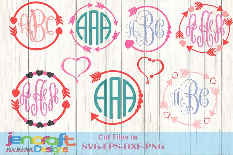 Valentine SVG - Arrow Valentine monogram SVG Frames