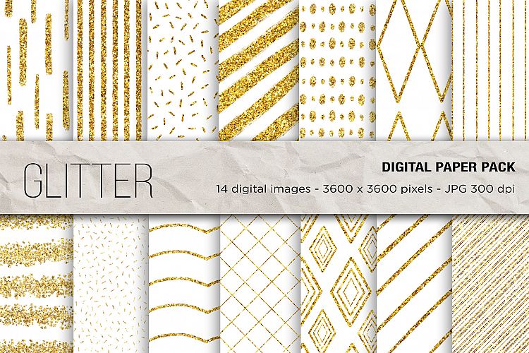 Gold Glitter Digital Papers Background